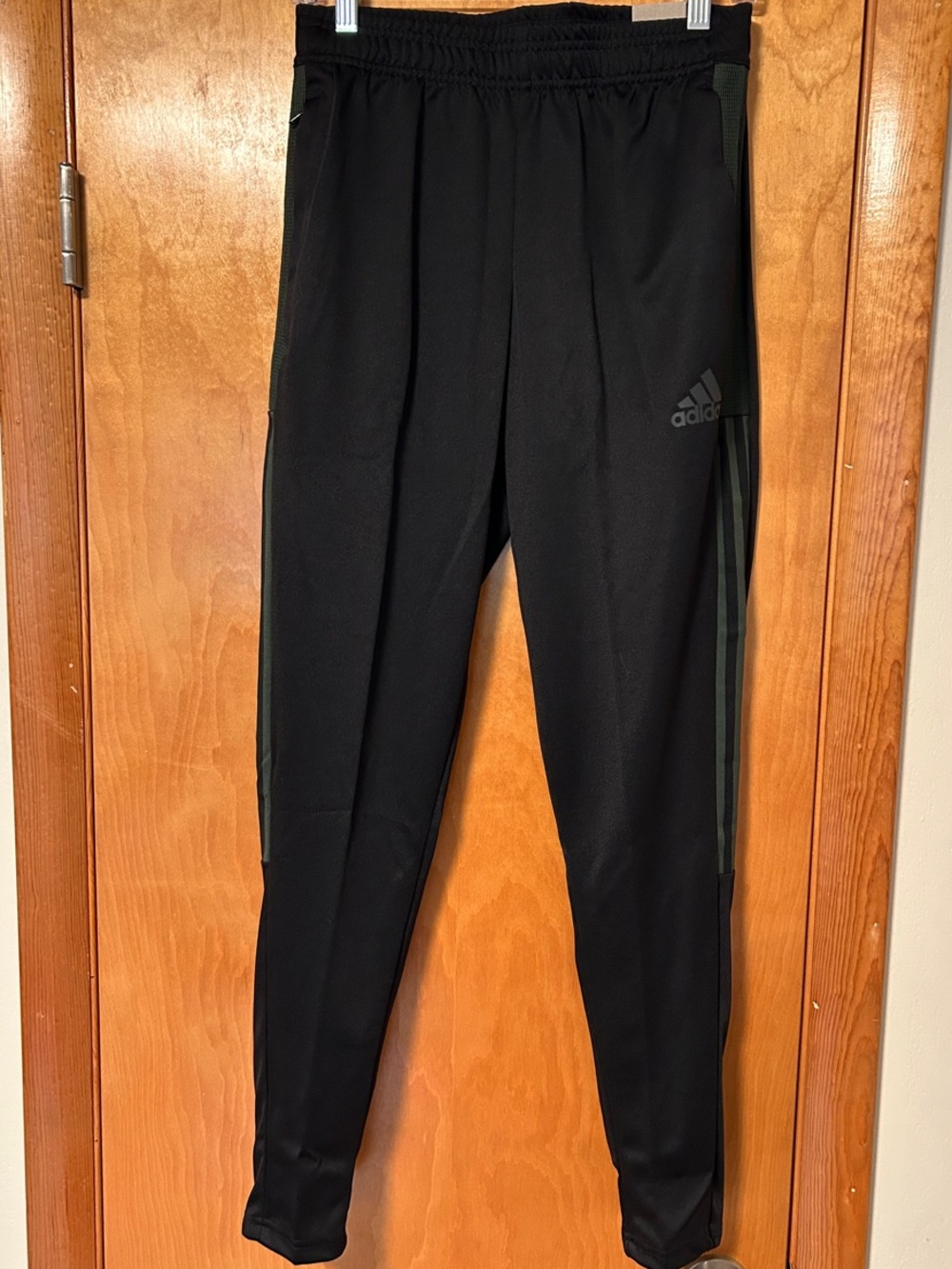 Adidas Tiro Track Pants-Black/Dgh Dark Grey Stripes with Tapered Legs & Zippers